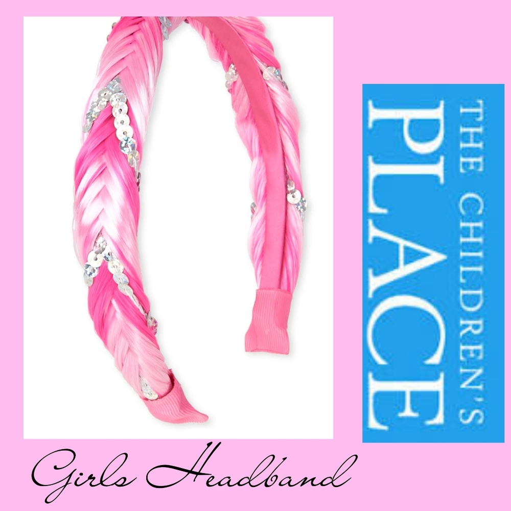 NEW GIRL'S PINK/ WHITE BRAIDED HEADBAND